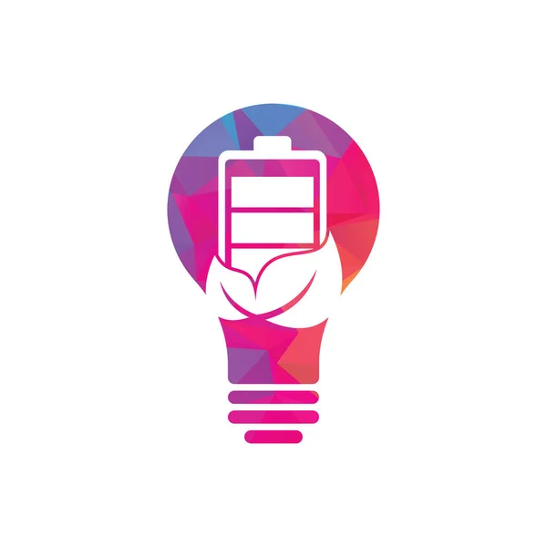 Leaf Battery Bulb Shape Concept Logo Design Vector Icon Eco — 图库矢量图片