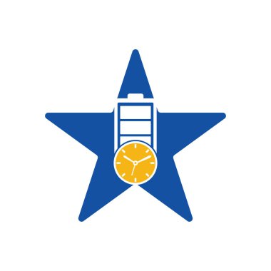 Battery time star shape concept logo design template. Speed charge energy logo vector.