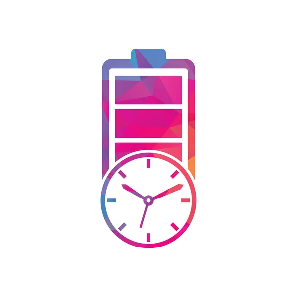 Battery Time Logo Design Template Speed Charge Energy Logo Vector — Stok Vektör