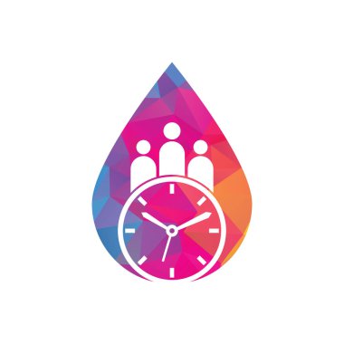 People Time drop shape concept Logo. time successful health logo icon vector.