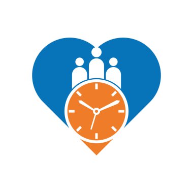 People Time heart shape concept Logo. time successful health logo icon vector.
