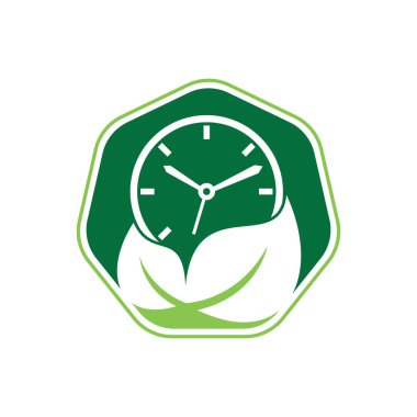 Doğa zaman vektör logosu tasarım şablonu. Enerji zamanı ve diyet zamanı logosu.
