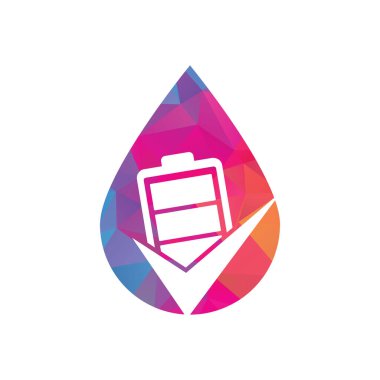 Battery check drop shape concept vector logo design template.