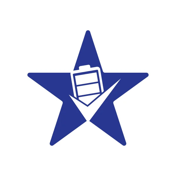 Battery Check Star Shape Concept Vector Logo Design Template - Stok Vektor