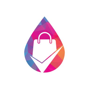 Check bag drop shape concept logo icon. Check Shopping Logo Template, Icon, Symbol - Vector