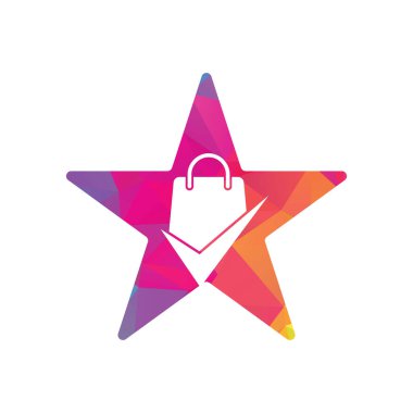 Check bag star shape concept logo icon. Check Shopping Logo Template, Icon, Symbol - Vector
