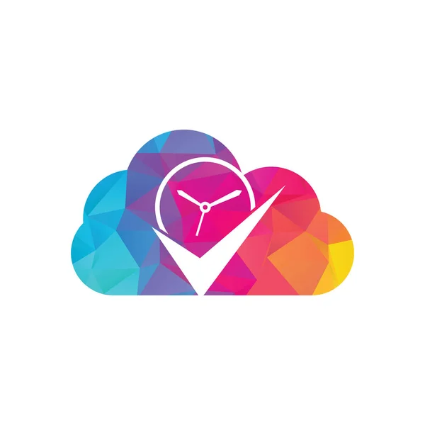 Check Time Cloud Shape Concept Logo Design Template Stopwatch Logo — Stok Vektör