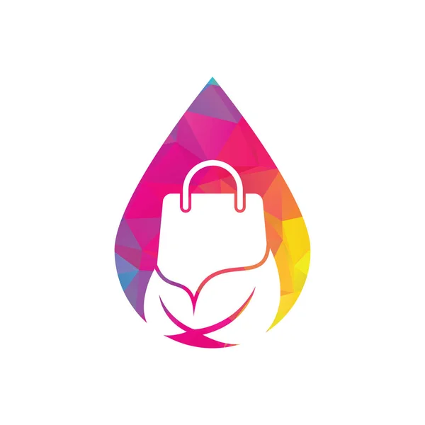 Leaf Bag Drop Shape Concept Logo Design Icon Template Eco — Image vectorielle