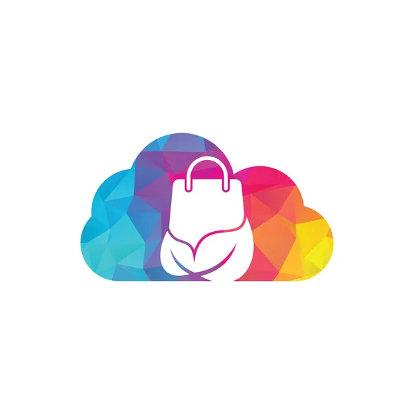Leaf Bag Cloud Shape Concept Logo Design Icon Template Eco — Stockvektor