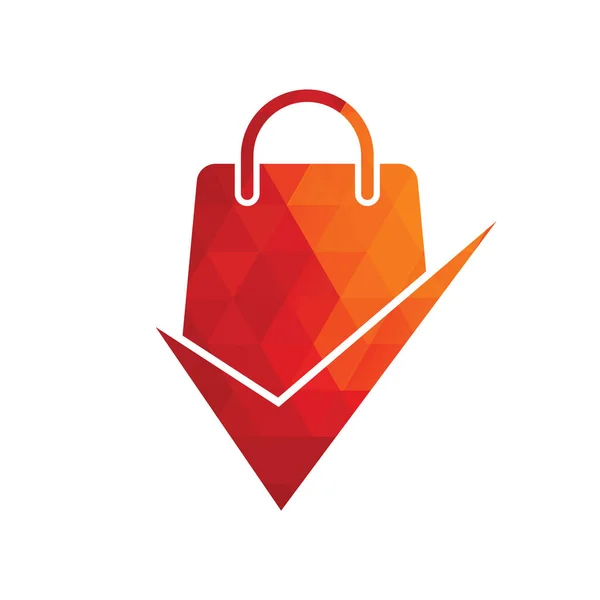 Shopping Bag Check Logo Icon Check Shopping Logo Template Icon — Stock vektor