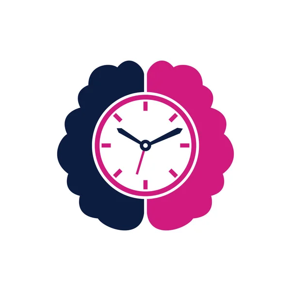 Brain Time Vector Logo Template Design Use Clock Symbol Time Gráficos De Vetores