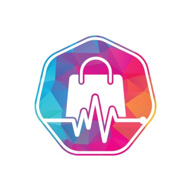 Pulse Shop Logo Template Design Vector. Health Bag Logo designs concept vector. Health Shop logo template