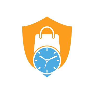 Alışveriş zamanı vektör logo tasarım şablonu.
