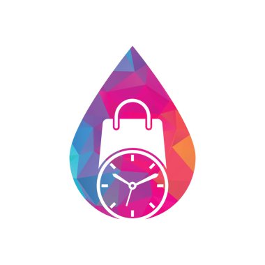 Shopping time drop shape concept vector logo design template.