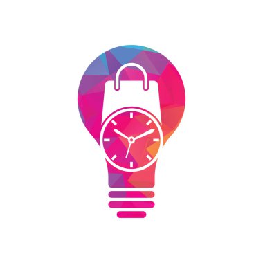 Shopping time bulb shape concept vector logo design template.