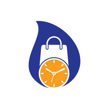 Shopping time drop shape concept vector logo design template.