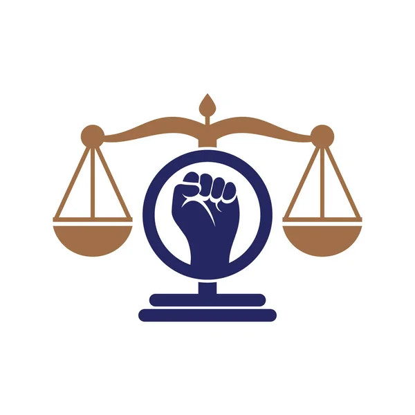 Law Fist Logo Design Icon Justice Scales Hand Logo Template — Image vectorielle