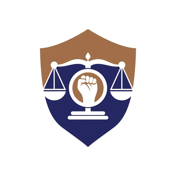 Law Fist Logo Design Icon Justice Scales Hand Logo Template — Stok Vektör