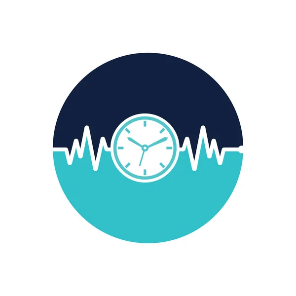 Pulse Time Logo Template Design Vector Heart Beat Time Logo — Vector de stock