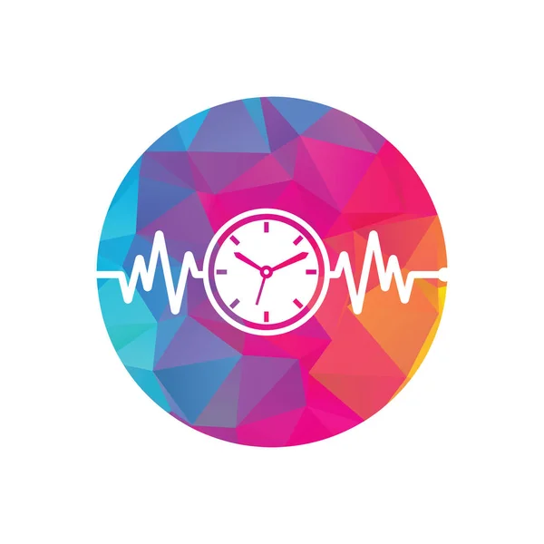 Pulse Time Logo Template Design Vector Heart Beat Time Logo — Vetor de Stock