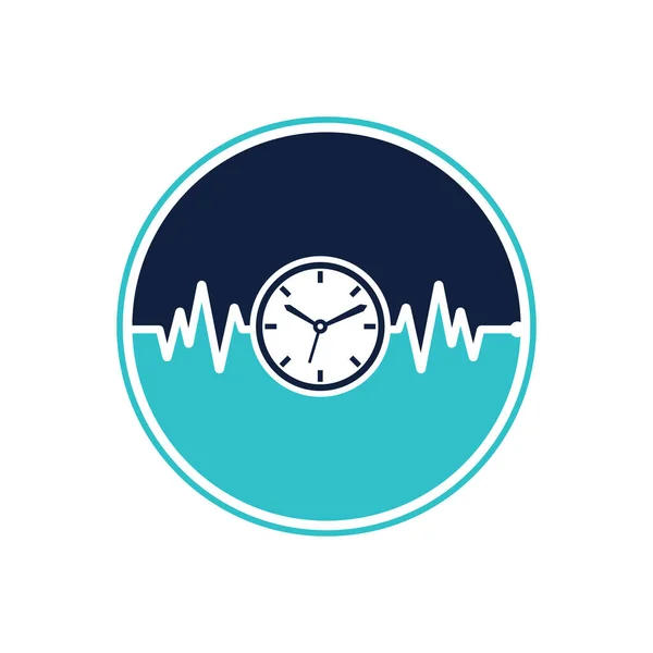 Pulse Time Logo Template Design Vector Heart Beat Time Logo — Stok Vektör