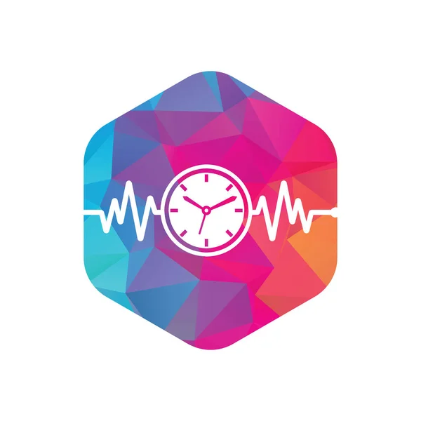 Pulse Time Logo Template Design Vector Heart Beat Time Logo — Vector de stock