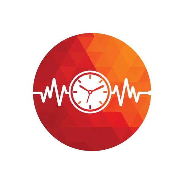 Pulse Time Logo Template Design Vector Heart Beat Time Logo — 스톡 벡터