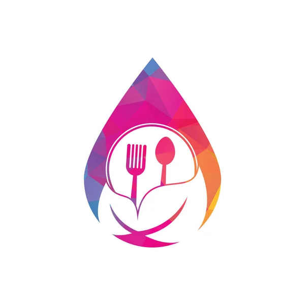 Healthy Food Drop Shape Concept Logo Template Nature Organic Food — Archivo Imágenes Vectoriales