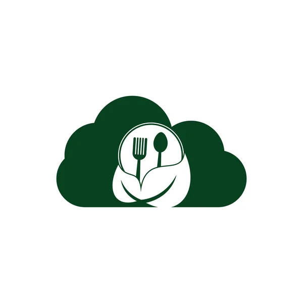 Healthy Food Cloud Shape Concept Logo Template Nature Organic Food — Stock Vector