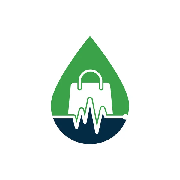 Pulse Shop Drop Shape Concept Logo Template Design Vector Health — Vector de stock
