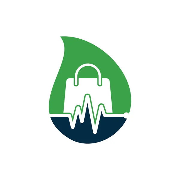 Pulse Shop Drop Shape Concept Logo Template Design Vector Health — Vector de stock