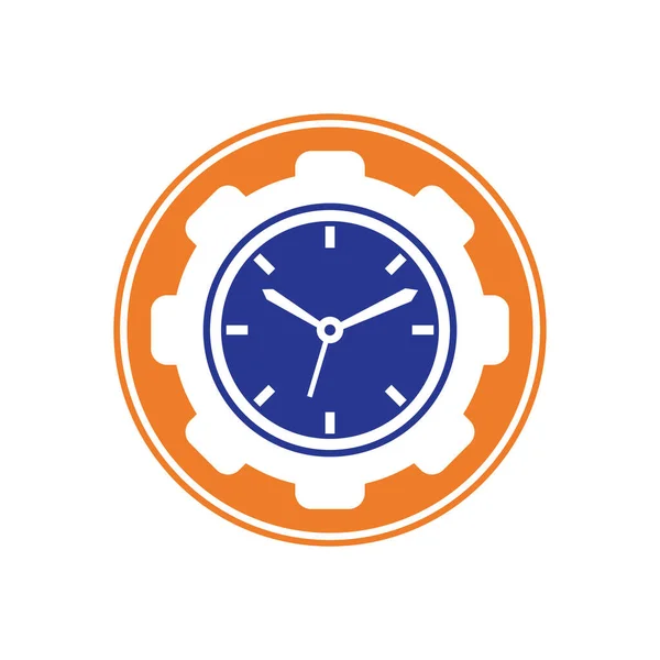 Service Time Vector Logo Design Gear Analog Clock Icon Vector — Vector de stock