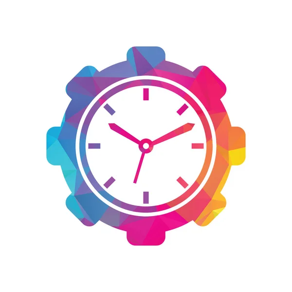 Service Time Vector Logo Design Gear Analog Clock Icon Vector — Vetor de Stock