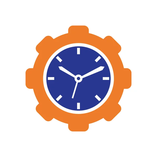 Service Time Vector Logo Design Gear Analog Clock Icon Vector — Stock vektor