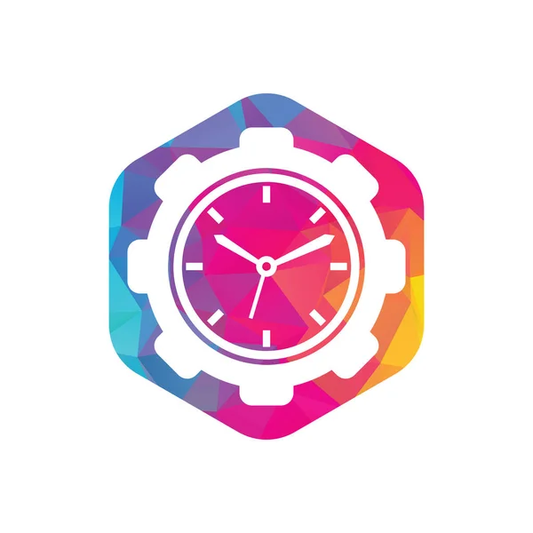 Service Time Vector Logo Design Gear Analog Clock Icon Vector — 스톡 벡터