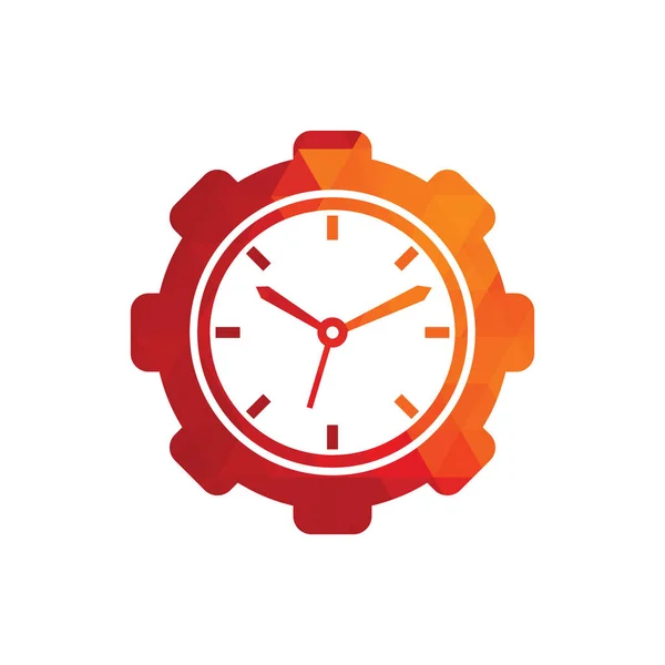 Servis Zaman Vektör Logosu Tasarımı Vites Analog Saat Ikonu Vektör — Stok Vektör