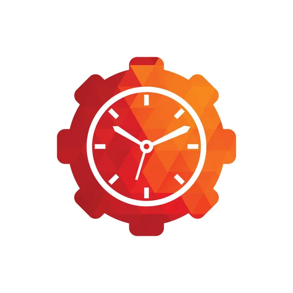 Servis Zaman Vektör Logosu Tasarımı Vites Analog Saat Ikonu Vektör — Stok Vektör