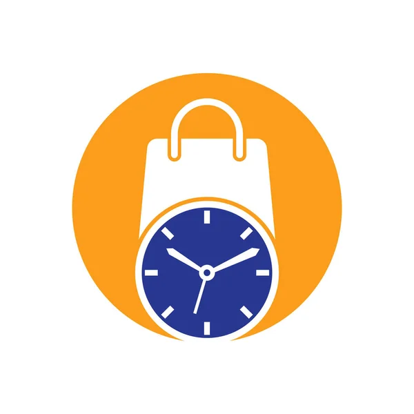 Shopping Time Vector Logo Design Template — Vettoriale Stock