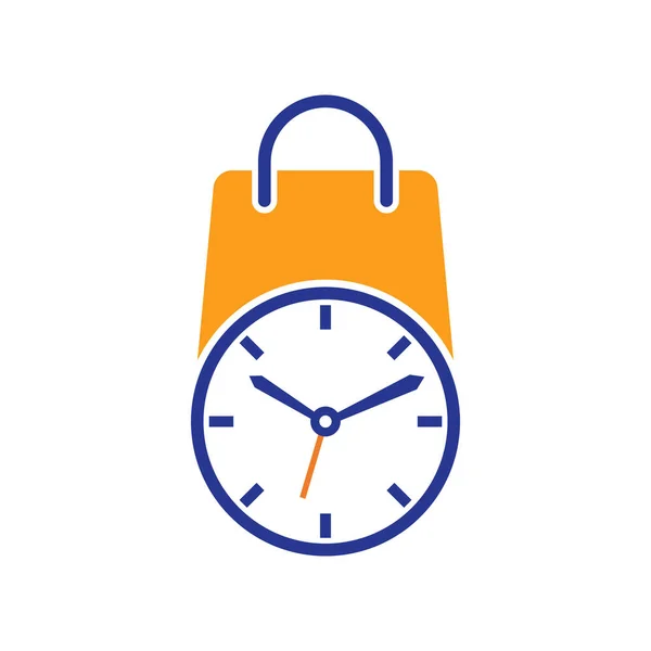Shopping Time Vector Logo Design Template — Vector de stock