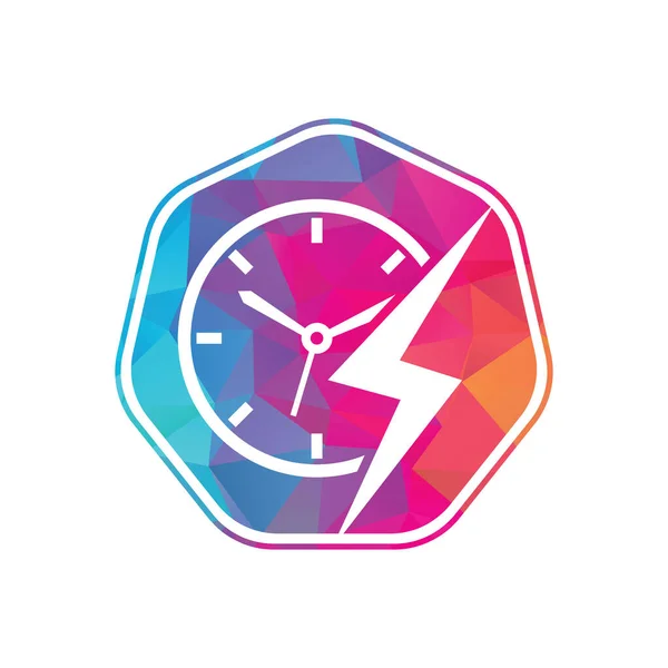 Flash Time Vector Logo Design Thunder Time Logo Icon Vector — Stok Vektör