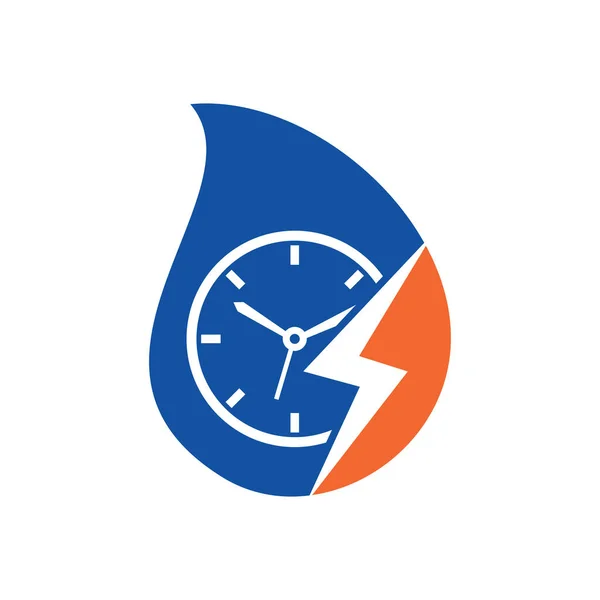 Flash Time Drop Shape Concept Vector Logo Design Thunder Time — Vector de stock