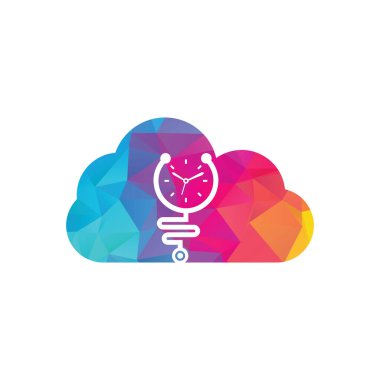 Time stethoscope cloud shape concept vector logo design template. Health and medical or pharmacy logo concept.
