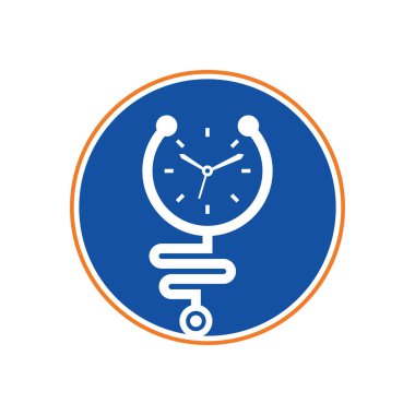 Time stethoscope vector logo design template. Health and medical or pharmacy logo concept.