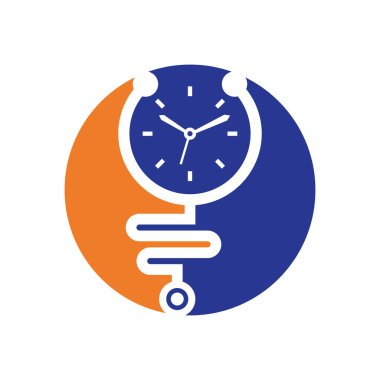Time stethoscope vector logo design template. Health and medical or pharmacy logo concept.
