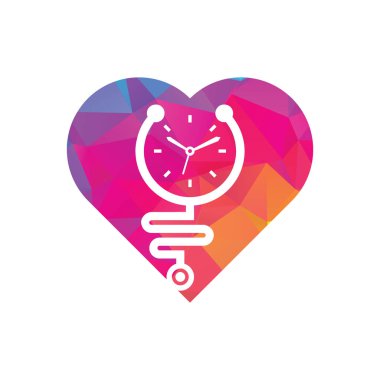 Time stethoscope heart shape concept vector logo design template. Health and medical or pharmacy logo concept.