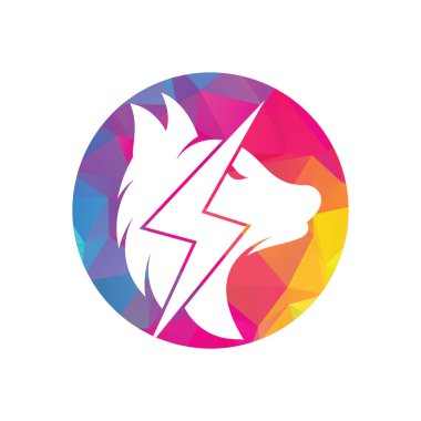 Thunder Wolf logo tasarımı. Güç, Vahşi Hayvan ve Enerji logo konsepti ikonu vektörü.