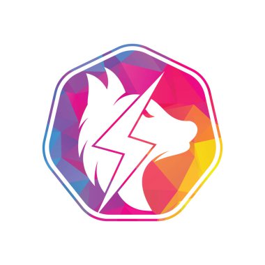 Thunder Wolf logo tasarımı. Güç, Vahşi Hayvan ve Enerji logo konsepti ikonu vektörü.
