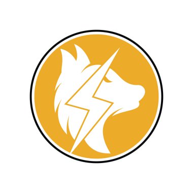 Thunder Wolf logo tasarımı. Güç, Vahşi Hayvan ve Enerji logo konsepti ikonu vektörü.