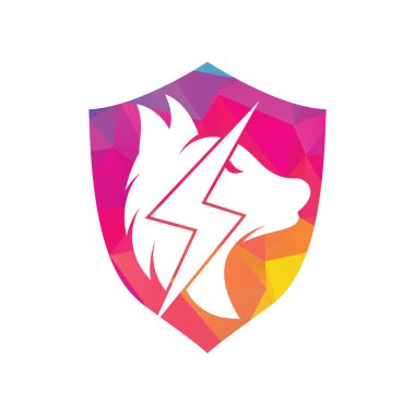 Thunder Wolf logo tasarımı. Güç, Vahşi Hayvan ve Enerji logo konsepti ikonu vektörü.