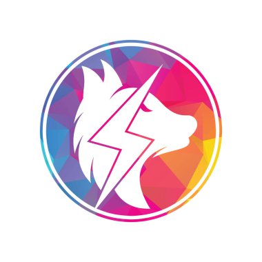 Thunder Wolf logo tasarımı. Güç, Vahşi Hayvan ve Enerji logo konsepti ikonu vektörü.